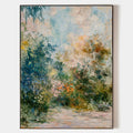 Original hand painted teal blush botanical garden oil painting canvas wall art, elegant luxury modern scandinavian nordic impressionist
