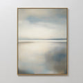 Original hand painted misty coastal seascape oil painting canvas, soft blue grey ivory tones, nordic scandinavian elegant luxury minimalist modern hom