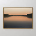Original hand painted amber peach sunset lake silhouette oil painting canvas wall art, nordic scandinavian elegant luxury minimalist modern living roo