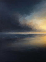 Midnight Ember Coastal Painting Art - Set of 2
