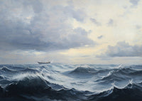 Slate Solitude Coastal Soft Painting Art - Horizontal