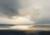 Slate Stillness Atmospheric Soft Painting Art - Horizontal