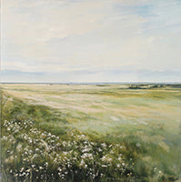 Sage Reverie Atmospheric Soft Painting Art - Vertical