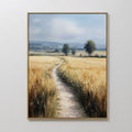Original hand painted golden wheat field path oil painting canvas wall art, vintage nordic scandinavian elegant luxury modern living room home decor i
