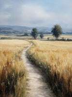 Golden Wander Atmospheric Painting Art - Vertical