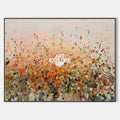 Original hand painted amber rust sage wildflower abstract oil painting canvas wall art, nordic scandinavian elegant luxury modern livin