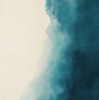 Teal Solitude Atmospheric Painting Art - Square