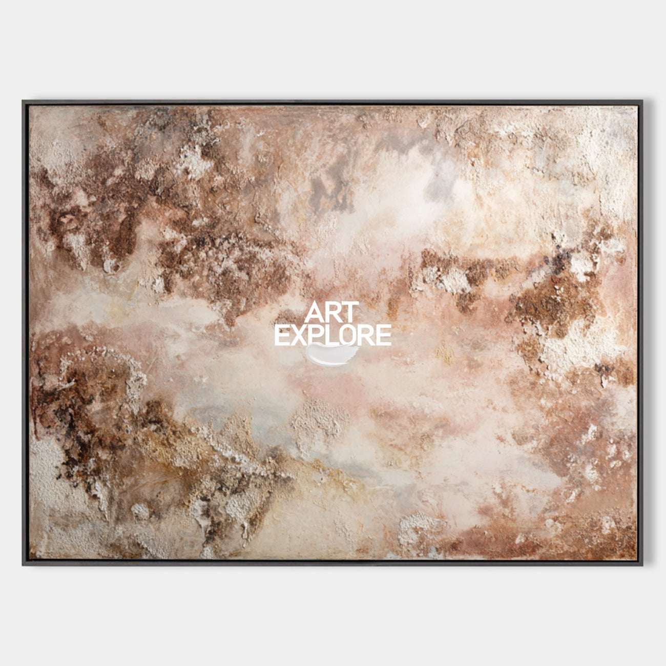 Original hand painted sienna brown cream textured abstract oil painting canvas wall art, nordic scandinavian elegant luxury modern livi