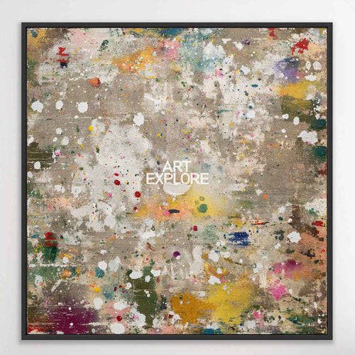 Original hand painted amber gold multicolor splatter abstract oil painting canvas wall art, elegant luxury modern nordic scandinavian h