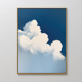 Original hand painted white cloud navy blue oil painting canvas wall art, nordic scandinavian elegant luxury minimalist modern coastal living room hom