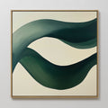 Original hand painted deep teal green flowing wave abstract oil painting canvas wall art, nordic scandinavian elegant luxury modern home decor interio