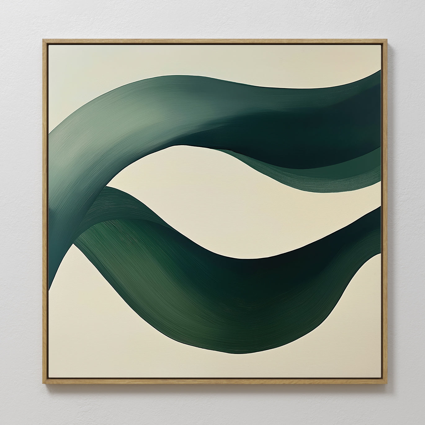 Original hand painted deep teal green flowing wave abstract oil painting canvas wall art, nordic scandinavian elegant luxury modern home decor interio