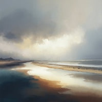 Amber Stillness Coastal Bold Painting Art - Square