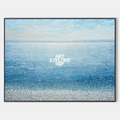 Original hand painted blue coastal ocean oil painting canvas wall art, nordic scandinavian minimalist elegant luxury modern living room