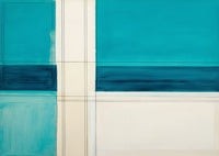 Teal Silence Geometric Painting Art - Horizontal