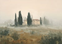 Mist Reverie Atmospheric Pale Painting Art - Horizontal