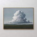 Hand painted original oil painting storm cloud dark green field blue grey sky canvas wall art nordic scandinavian elegant luxury modern interior home