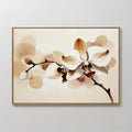 Original hand painted ivory amber brown orchid botanical oil painting canvas wall art, nordic scandinavian elegant luxury minimalist modern home decor