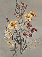 Golden Bloom Vintage Botanical Painting Art - Vertical