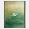 Original hand painted sage green wildflower meadow oil painting canvas wall art, nordic scandinavian elegant luxury modern botanical ho