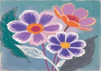 Teal Bloom Botanical Deep Painting Art - Horizontal