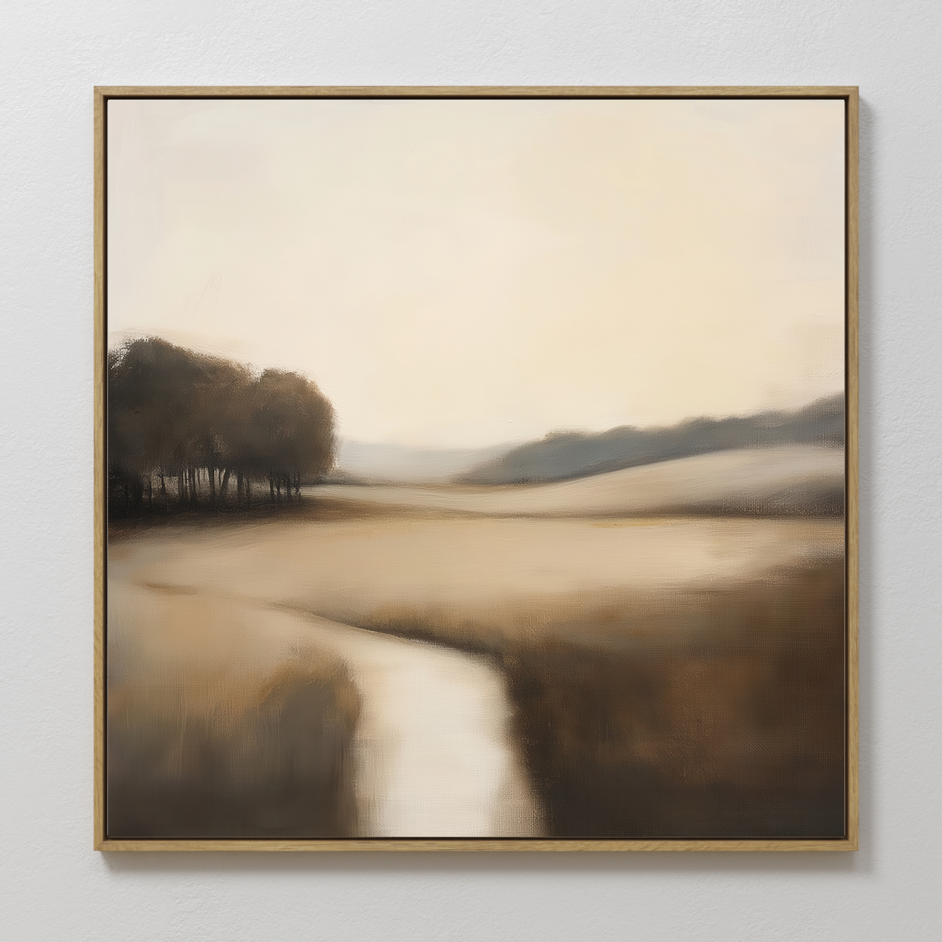 Linen Solitude Atmospheric Painting Art - Square