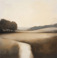 Linen Solitude Atmospheric Painting Art - Vertical