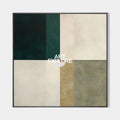 Original hand painted teal sage geometric abstract oil painting canvas wall art, nordic scandinavian minimalist elegant luxury modern h