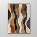 Original hand painted sienna brown black cream wavy abstract oil painting canvas wall art, nordic scandinavian elegant luxury modern interior design h