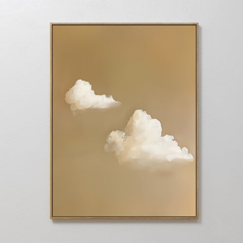 Original hand painted white cloud amber golden oil painting canvas wall art, nordic scandinavian elegant luxury minimalist modern living room home dec