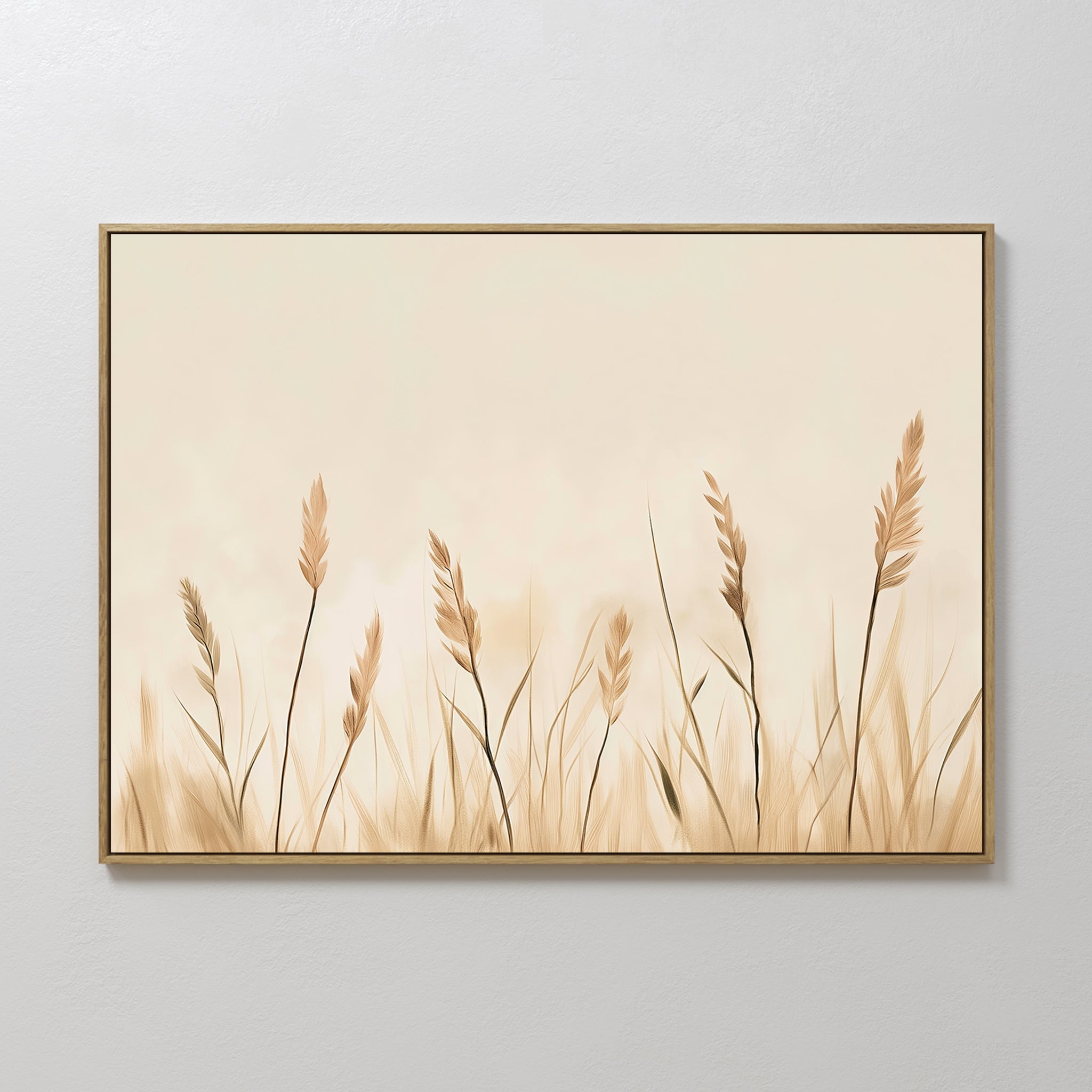Hand painted original oil painting golden wheat grass beige amber canvas wall art nordic scandinavian minimalist elegant luxury modern home decor inte