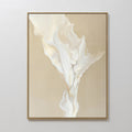 Original hand painted ivory white flowing abstract oil painting canvas wall art, nordic scandinavian elegant luxury minimalist modern living room home