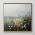 Original hand painted blush pink white wildflower meadow oil painting canvas wall art, nordic scandinavian elegant luxury modern botanical home decor