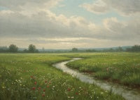 Mist Bloom Organic Painting Art - Vertical