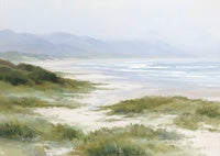 Mist Reverie Coastal Cool Painting Art - Horizontal
