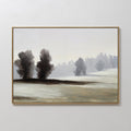 Original hand painted grey brown misty landscape oil painting canvas wall art, nordic scandinavian elegant luxury minimalist modern living room home d