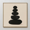 Original hand painted black stacked zen stones oil painting canvas wall art, nordic scandinavian japandi elegant luxury minimalist modern home decor i