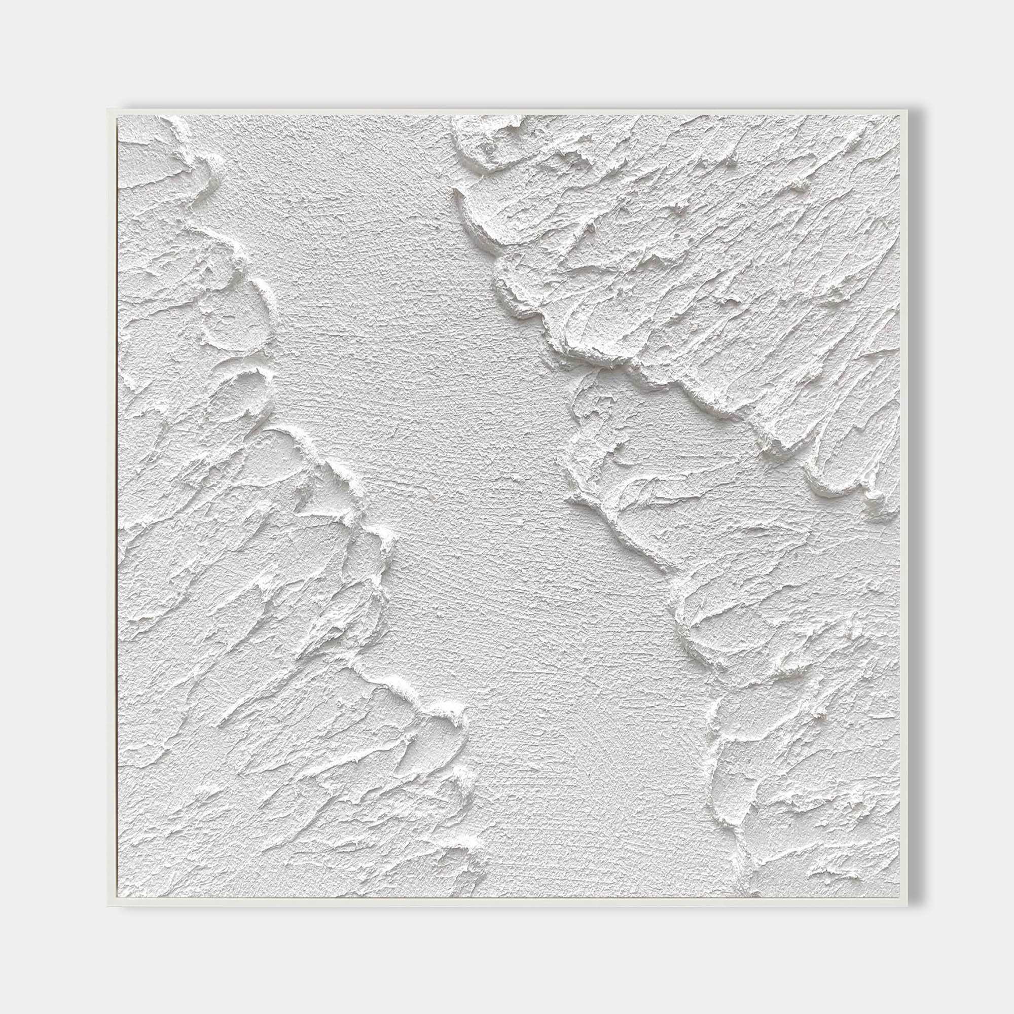 Original hand painted white textured abstract oil painting canvas wall art, nordic scandinavian minimalist elegant luxury modern living
