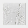 Original hand painted white abstract oil painting, raised textural organic forms on canvas, minimalist nordic scandinavian elegant luxu