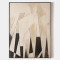Original hand painted ivory charcoal geometric abstract oil painting canvas wall art, nordic scandinavian minimalist elegant luxury mod