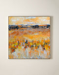 Original hand painted amber orange abstract landscape oil painting canvas wall art, modern elegant luxury nordic scandinavian home deco