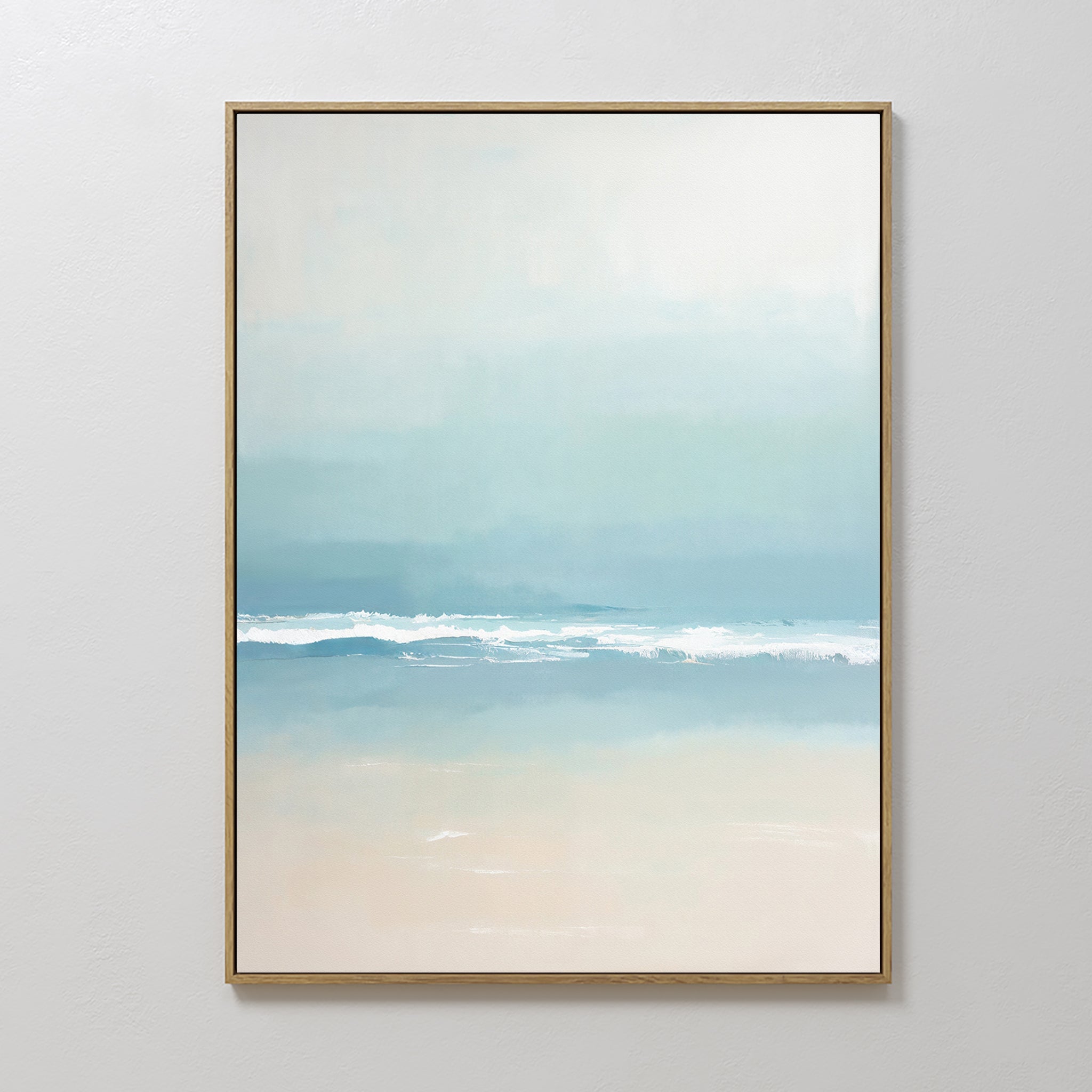Original hand painted teal aqua beige coastal ocean wave oil painting canvas wall art, nordic scandinavian elegant luxury minimalist modern home decor