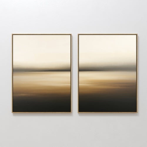 Original hand painted black amber ivory atmospheric abstract oil painting canvas wall art set of 2, nordic scandinavian elegant luxury modern living r