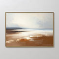 Original hand painted sienna brown beige coastal landscape oil painting canvas wall art, nordic scandinavian elegant luxury minimalist modern living r