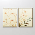 Original hand painted blush pink wildflower botanical oil painting canvas wall art set of 2, nordic scandinavian elegant luxury minimalist modern home