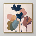 Hand painted original navy blue blush terracotta sage abstract botanical oil painting canvas wall art nordic scandinavian elegant luxury modern home d