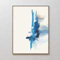 Hand painted original cobalt blue abstract oil painting canvas wall art, bold expressive brushstrokes ivory background nordic scandinavian elegant lux
