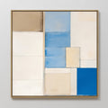 Original hand painted blue ivory beige geometric oil painting canvas wall art, nordic scandinavian elegant luxury modern living room home decor interi