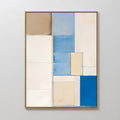 Hand painted original blue ivory beige geometric oil painting canvas wall art, nordic scandinavian elegant luxury minimalist modern living room home d