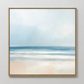 Original hand painted soft teal blue beige coastal beach oil painting canvas wall art, nordic scandinavian elegant minimalist luxury modern home decor